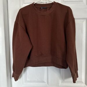 Zara Chocolate Brown Crew Neck Sweater